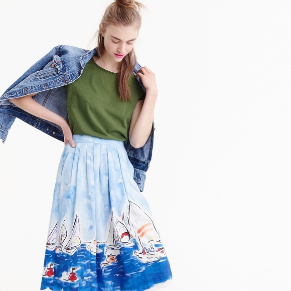 J. Crew Blue and White Midi Skirt - Picture 4 of 8